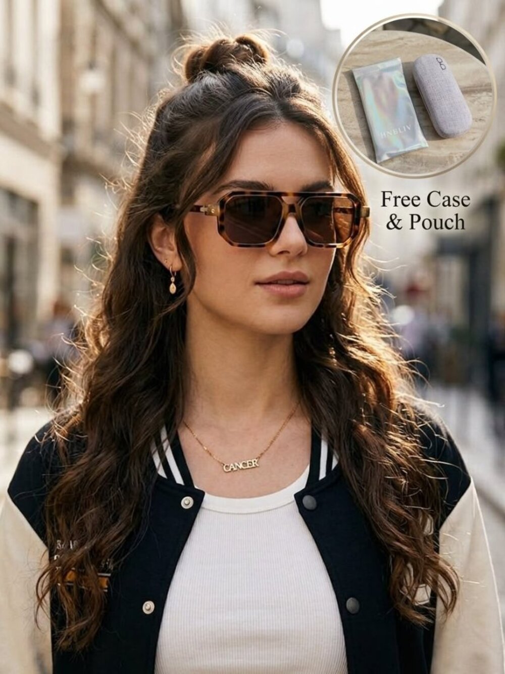 Sunglasses Retro Double-Bridge Square Aviator